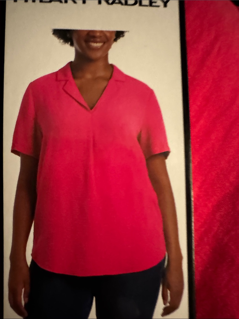 Vera Bradley Hot Pink Short-Sleeve V-Neck Blouse
